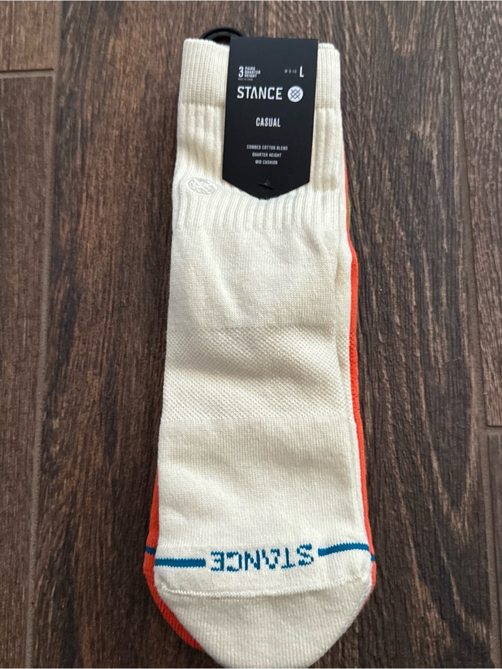 Stance Men's Cream Crew Socks with Orange Trim
